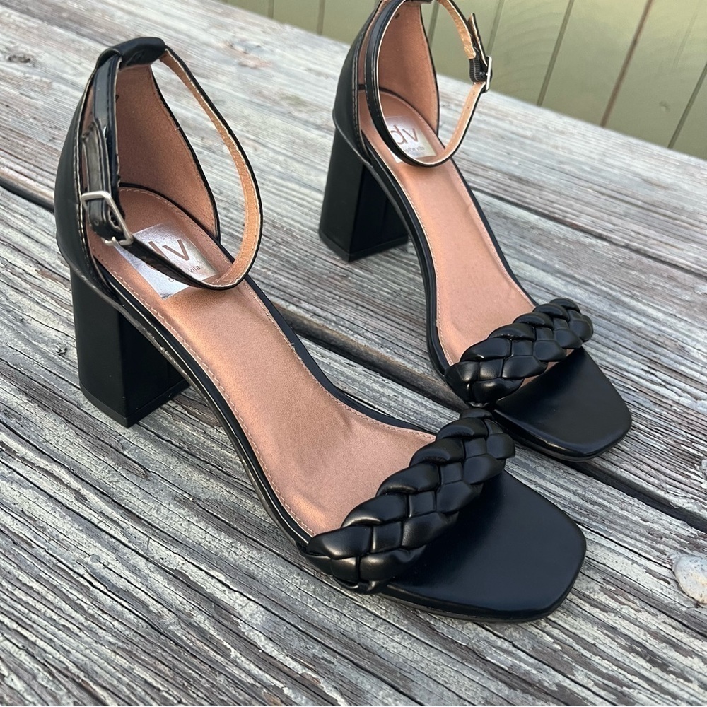 Dolce Vita Hilo Braided Black Straps Block Sandals
